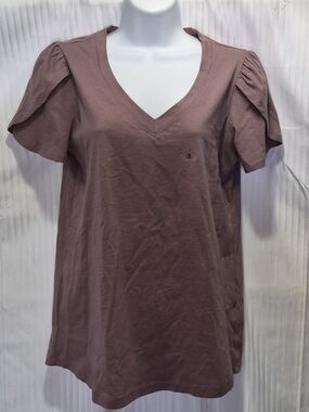 Maurices 24/7 Small Mauve V-Neck Puff Sleeve Tee NWT